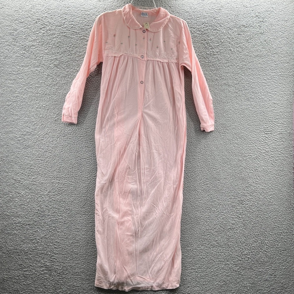 Vintage Womens Nightgown M Embroidered Floral Cottage Romantic Sleep Soft Girl